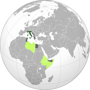 alt=파시스트 이탈리아가 통치한 영역   이탈리아 왕국   속령과 식민지   획득한 영토와 보호령