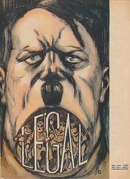 Comment Hitler a le mot « légal » à la bouche. Caricature de Jacobus Belsen dans Der wahre Jacob, 1932.