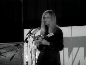 Prominent Dutch feminist Joke Smit giving a speech in 1972. Joke Kool-Smit 2.png