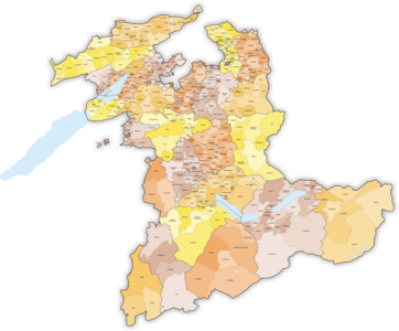 Carte du canton de Berne au 1er juillet 1996.