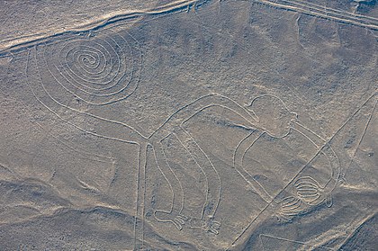Geoglyf opice na ploše 93 × 58 metrů je jedním z obrazců na planině Nazca zařazených v roce 1994 na seznam Světového dědictví UNESCO