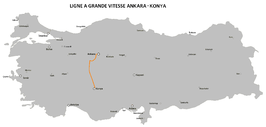 Hogesnelheidslijn Ankara - Konya op de kaart