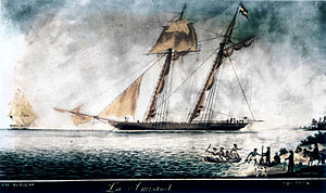 La Amistad utanför Long Island 1839