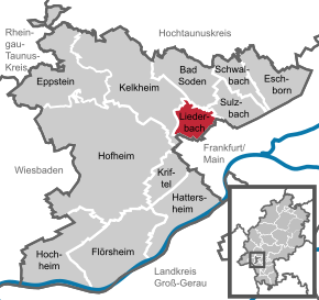 Poziția Liederbach am Taunus pe harta districtului Main-Taunus-Kreis