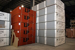 Bulk materials stored indoors at a manufacture...