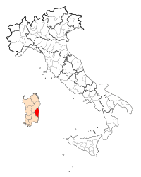 Ogliastra ili ilini gösteren İtalya haritası