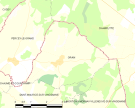 Mapa obce Orain