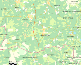 Mapa obce Belin-Béliet