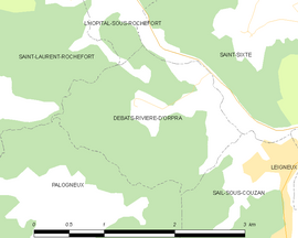 Mapa obce Débats-Rivière-d’Orpra