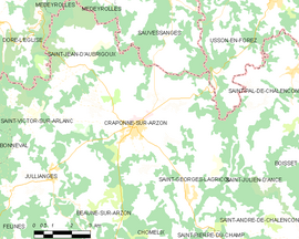 Mapa obce Craponne-sur-Arzon
