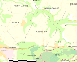 Mapa obce Russy-Bémont