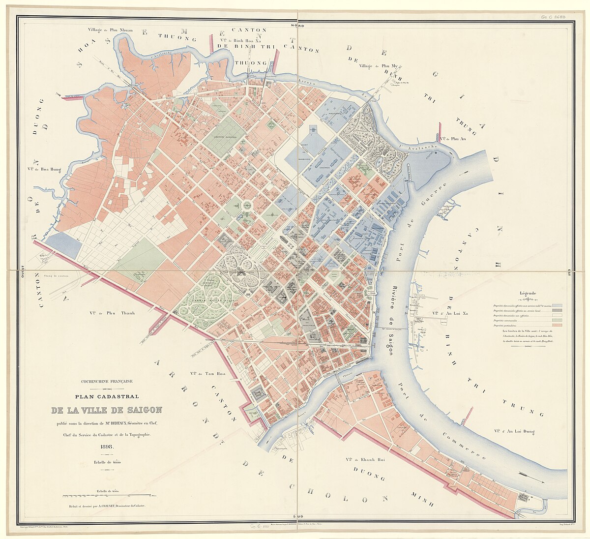 Khu vực Thủ Thiêm với chợ và nhà thờ, lúc bấy giờ thuộc làng An Lợi Xã, trên bản đồ Sài Gòn năm 1898
