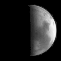 Primeira imagem de Marte, registrada pela MOC, em 27 de julho de 1993. Imagem obtida pela Mars Observer.