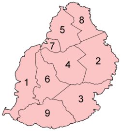 Les districts de Maurice