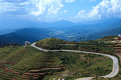 Terraced farming on the foothills of the Himalayas.