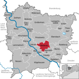 Läget för kommunen Niederau i Landkreis Meissen