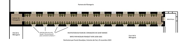 Proposition de restitution du plan de l'Orangerie de Saint-Mandé, 1661.