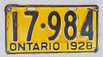 Номерной знак Онтарио 1928.jpg