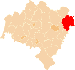 Powiat oleśnicki (rödmarkerat) i Nedre Schlesiens vojvodskap.