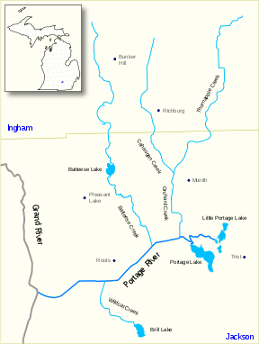 Portage River (Grand River Watershed) Map US MI.svg