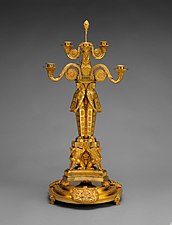 Six-light candelabrums with stands, by Alexis Decaix, 1802–1806, gilt bronze, Metropolitan Museum of Art