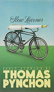 Book cover illustration of a massive white fountain pen seated on a bicycle