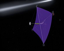 NASA illustration of a solar-sail propelled spacecraft Solarsail msfc.jpg