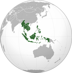 A espécie V. cochlidium (Linnaeus, 1758) ocupa todo o Sudeste Asiático (em verde); indo desde o Sri Lanka, no oceano Índico, ao mar da China Meridional e o norte da Austrália.[2][3]