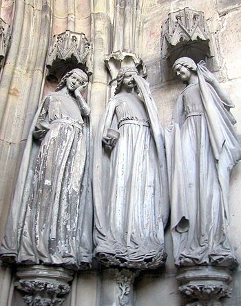 Three of the five foolish virgins showing thei...