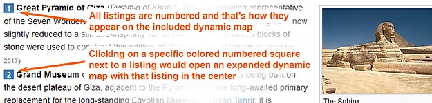 Die farbig hervorgehobene Marker ermöglichen einen einfachen Zugang zu einer dynamischen Karte