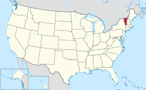 Map of the United States highlighting vermont