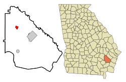 Location in Wayne County and the state of Georgia