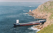 RMS Mulheim, September 2003. Wreck is the RMS Mulheim off Lands End - geograph.org.uk - 291793.jpg