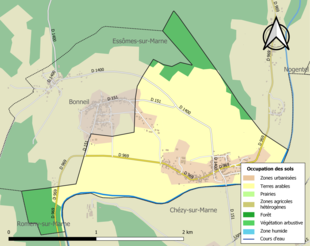 Carte en couleurs présentant l'occupation des sols.