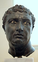 Bronze portrait of an unknown sitter, with inlaid eyes, Hellenistic period, 1st century BC, found in Lake Palestra of the Island of Delos. 1415 - Archaeological Museum, Athens - Bronze portrait - Photo by Giovanni Dall'Orto, Nov 11 2009.jpg