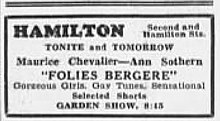 1935 - Реклама театра Гамильтон - 31 июля MC - Аллентаун, Пенсильвания. Jpg