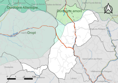 Carte en couleur présentant le(s) SAGE couvrant le territoire communal