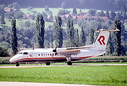 Eine Dash 8 der Rheintalflug im Jahr 1998