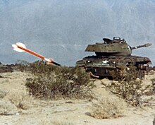 Experimental use of an AIM-9L against an M41 Walker Bulldog at China Lake, 1971 AIM-9L hits tank at China Lake 1971.jpg