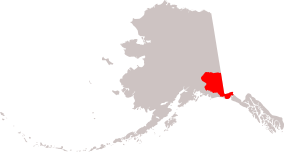 Map showing the location of Wrangell–St. Elias National Park and Preserve