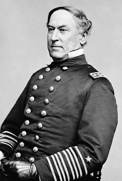 Photograph from circa 1855-1865 of then-Rear Admiral David Glasgow Farragut, the commander of the Union forces at the Battle of Mobile Bay, and the man to who is attributed the famous line, 