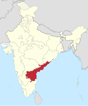 The map of India showing Andhra StateĀndhra Rāṣṭramu