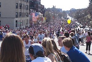 Boston Marathon, mile 25, Beacon St., 2005