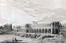 The Khaju Bridge as depicted by Eugène Flandin in 1840