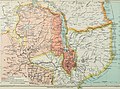 Mappa tan-Nofsinhar tal-Afrika, 1897. Il-Protettorat Brittaniku tal-Afrika Ċentrali huwa sfumat roża skur.