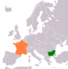 نقشهٔ موقعیت بلغارستان و فرانسه.