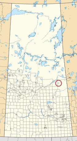 A map of the province of Saskatchewan showing 297 rural municipalities and hundreds of small Indian reserves. One is highlighted with a red circle.