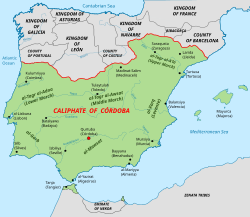 Caliphate of Córdoba (green), ت 1000.