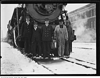 Canadian National Railways locomotive 6121, with crew