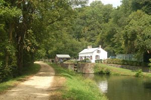 The C&O Canal at Swain's Lock. The canal runs ...